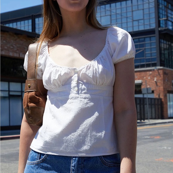 Brandy Melville Tops Nwt Brandy Melville White Babydoll Top Poshmark